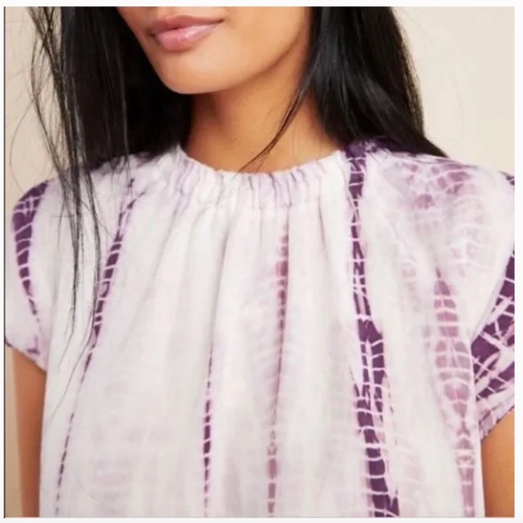 EUC CLOTH & STONE by Anthropologie XL Mock Neck Short Sleeve Tie Dye RARE Top - Picture 3 of 7